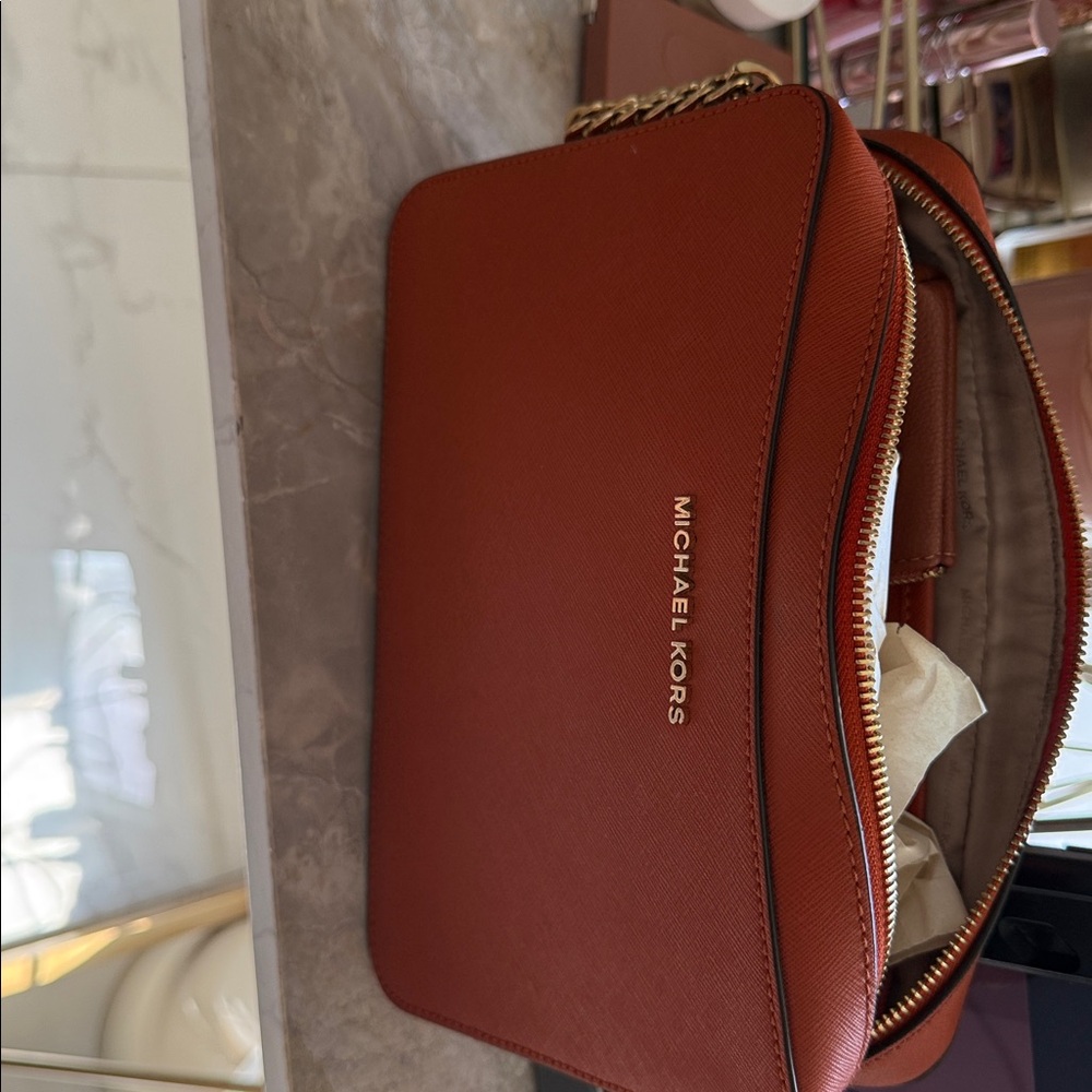 Michael Kors Tan Crossbody Bag with Gold Accents